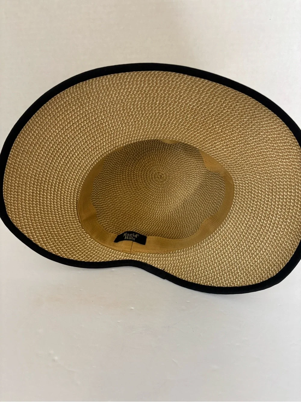 Magid Tan Straw Cloche Hat with Black Band